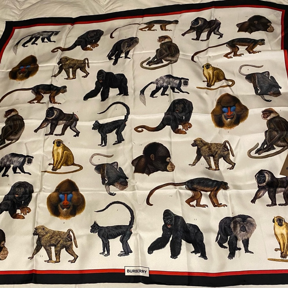 Burberry Monkey Silk Square Scarf - NWT